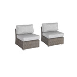 2-Piece Modern Grey Wicker Patio Seating Set With Cushions - Omega Lifestyles