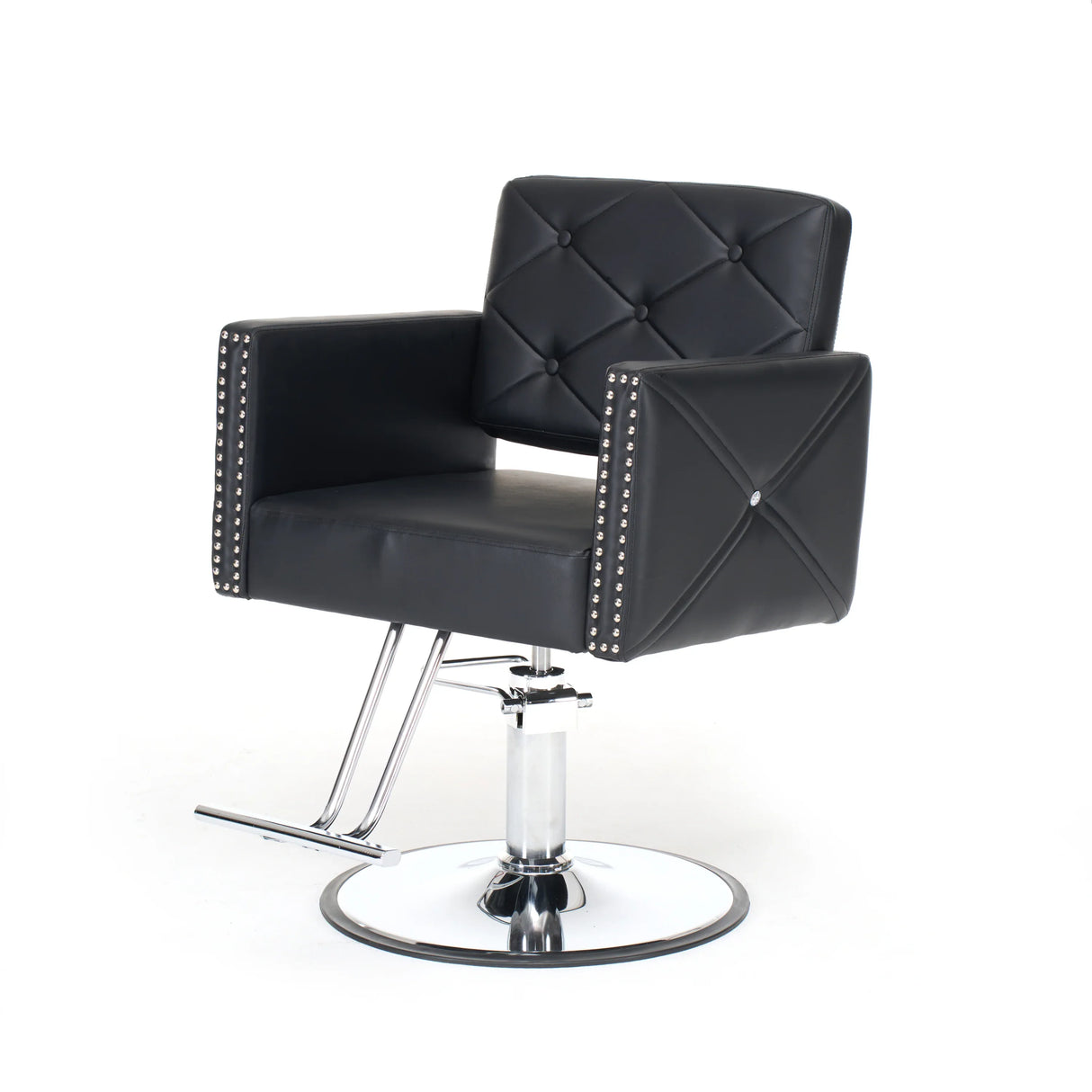 Black PU Leather Adjustable Height Barber Chair with Swivel - Omega Lifestyles