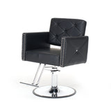 Black PU Leather Adjustable Height Barber Chair with Swivel - Omega Lifestyles
