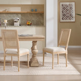 French Country Dining Chairs Set of 2 Natural Rattan Upholstered