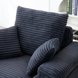 Oversized Medium-Soft Corduroy Fabric Accent Chair With Ottoman - Omega Lifestyles