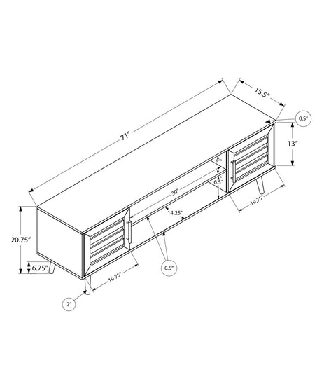 72-Inch Transitional Brown Laminate TV Stand Console - Sleep Galleria