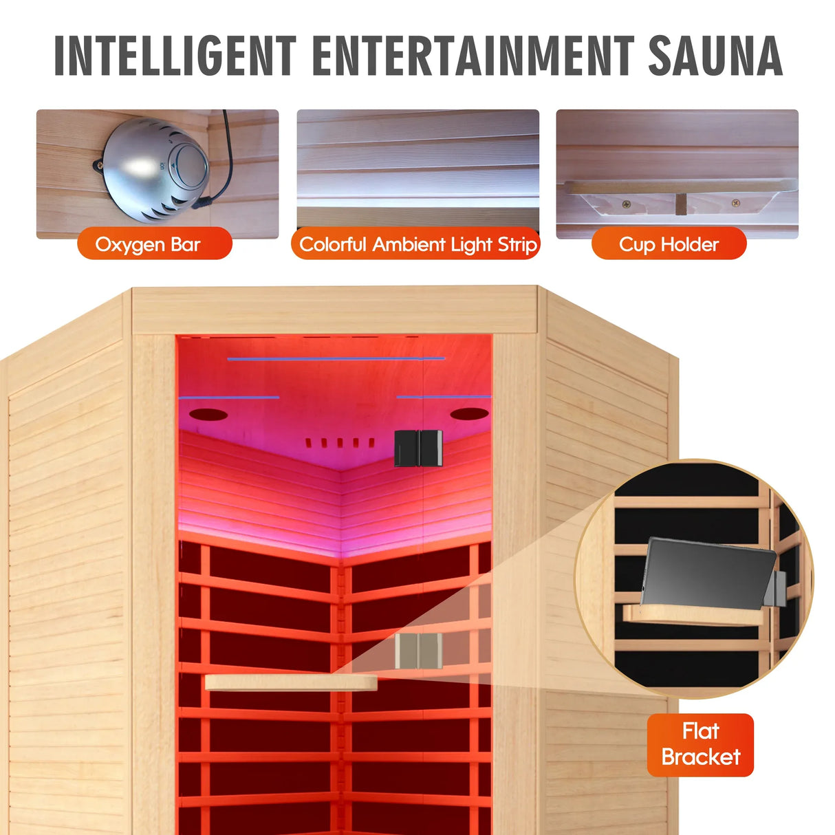 Canadian Hemlock Pentagonal Infrared Two-Person Sauna Room - Omega Lifestyles