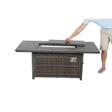 Espresso Aluminum Wicker Outdoor Propane Fire Pit Table - Omega Lifestyles