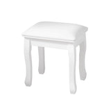 White Solid Wood Vanity Stool With Cushioned Seat - Omega Lifestyles