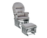 Madison Solid Wood Gray Glider Chair With Ottoman - Omega Lifestyles