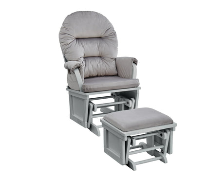 Madison Solid Wood Gray Glider Chair With Ottoman - Omega Lifestyles