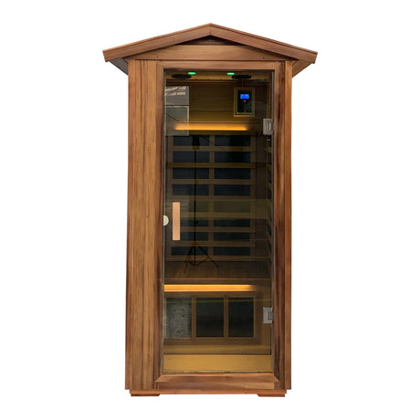 Outdoor Solid Wood Red Cedar 4-Person Infrared Sauna - Omega Lifestyles