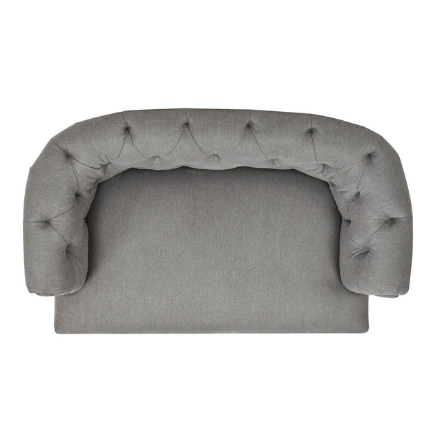 Chesterfield Plush Foam Gray Polyester Dog Sofa Bed - Omega Lifestyles