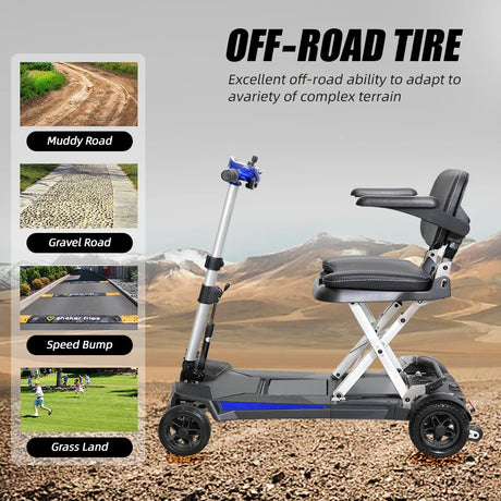 Foldable 4-Wheel Mobility Scooter With 16.5Ah Battery - Omega Lifestyles