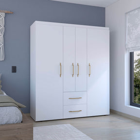 Deluxe White Particle Board Wardrobe With Storage - Omega Lifestyles