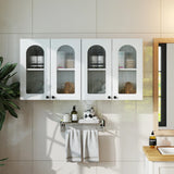 Arched Glass Door Floating Wall Cabinet With Shelves - Omega Lifestyles