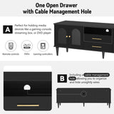 Retro Black MDF TV Stand With Drawers And Cabinets - Sleep Galleria