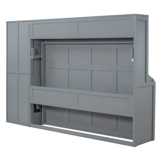 Full Murphy Bed With Closet Drawers Storage Gray Full - Omega Lifestyles
