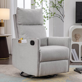 Modern Cotton Linen Swivel Rocking Glider Recliner Chair - Omega Lifestyles