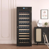 Temperature-Controlled Multi-Tiered Black Wood Wine Cabinet - Omega Lifestyles