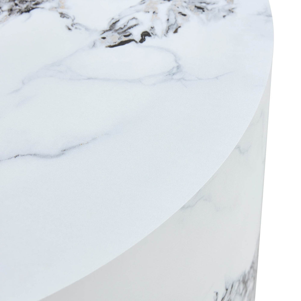 12-Inch White Patterned Cylindrical MDF Coffee Table - Omega Lifestyles