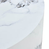 12-Inch White Patterned Cylindrical MDF Coffee Table - Omega Lifestyles