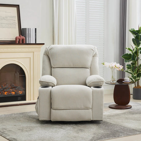 Ivory Remote-Controlled Heated Massage Assistive Recliner - Omega Lifestyles