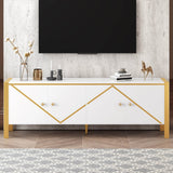 Modern Minimalist White MDF Metal TV Stand With Storage - Sleep Galleria