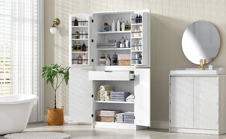 Modern Curved Design Kitchen Pantry Cabinet With Drawer - Omega Lifestyles