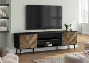 72-Inch Contemporary Brown And Black TV Stand Console - Omega Lifestyles