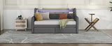Twin Linen Upholstered Daybed With Storage Drawers Charging Station - Omega Lifestyles