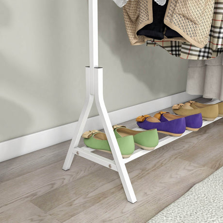Industrial Vintage Metal Freestanding White Garment Rack - Omega Lifestyles