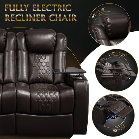 Top-Grain Nappa Leather Power Recliner With RGB Lighting - Omega Lifestyles