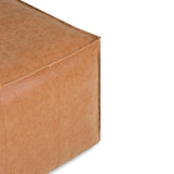 Distressed Brown Vegan Faux Leather Coffee Table Pouf - Omega Lifestyles