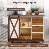 Farmhouse Sliding Barn Door Kitchen Island Cart - Omega Lifestyles