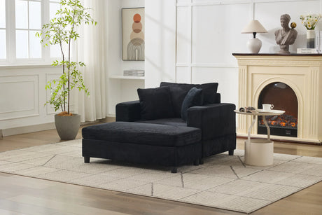 Corduroy Chaise Lounge Chair With Removable Ottoman - Omega Lifestyles