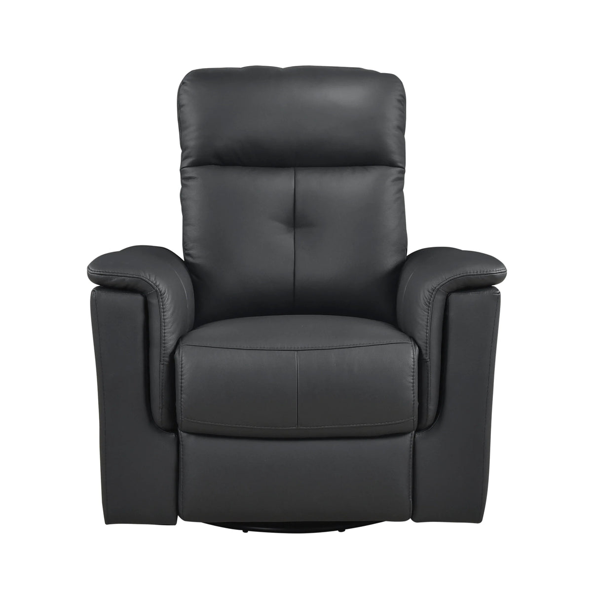 Black Genuine Leather Swivel Glider Reclining Chair - Omega Lifestyles
