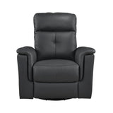 Black Genuine Leather Swivel Glider Reclining Chair - Omega Lifestyles