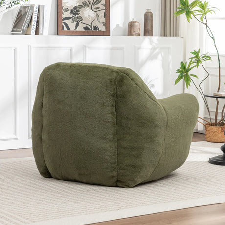 Faux Fur Comfy Bean Bag Chair With Back Support Green - Omega Lifestyles
