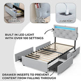 Twin Upholstered Bed Frame With USB Charging Station - Omega Lifestyles