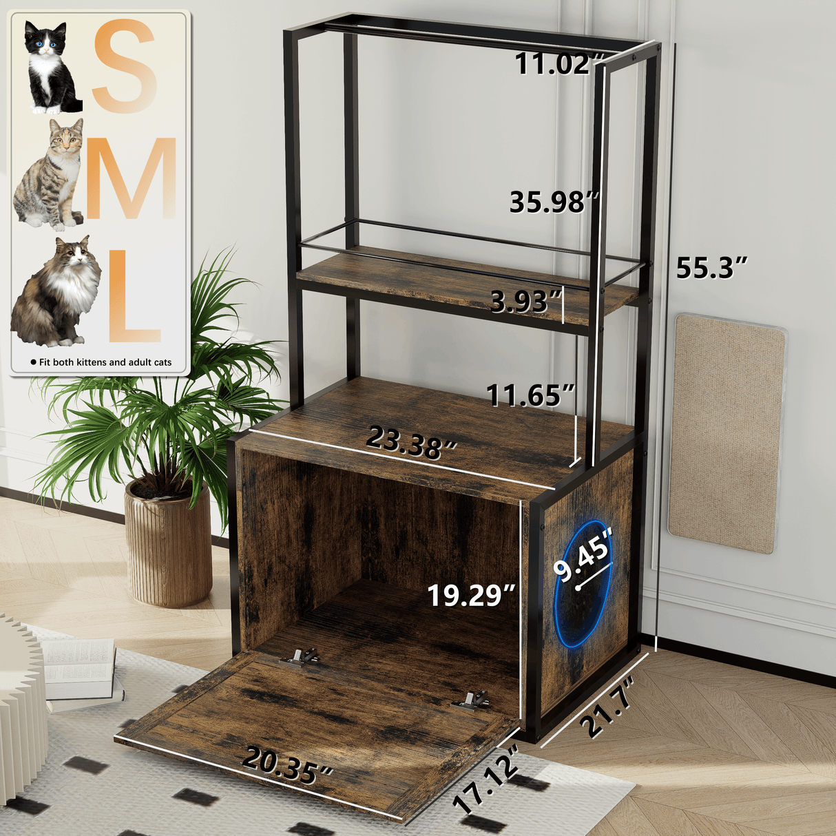Modern Rustic Brown Hidden Cat Litter Box Enclosure Furniture - Omega Lifestyles