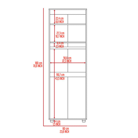 Black Wengue Rectangular Armoire With Three Shelves - Omega Lifestyles