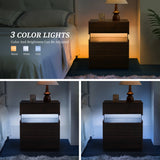 Modern 3 Drawer LED Bedside Cabinet with Acrylic Panel - Omega Lifestyles