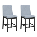 Set of 2 Gray Solid Wood Foam Filled Height Stools