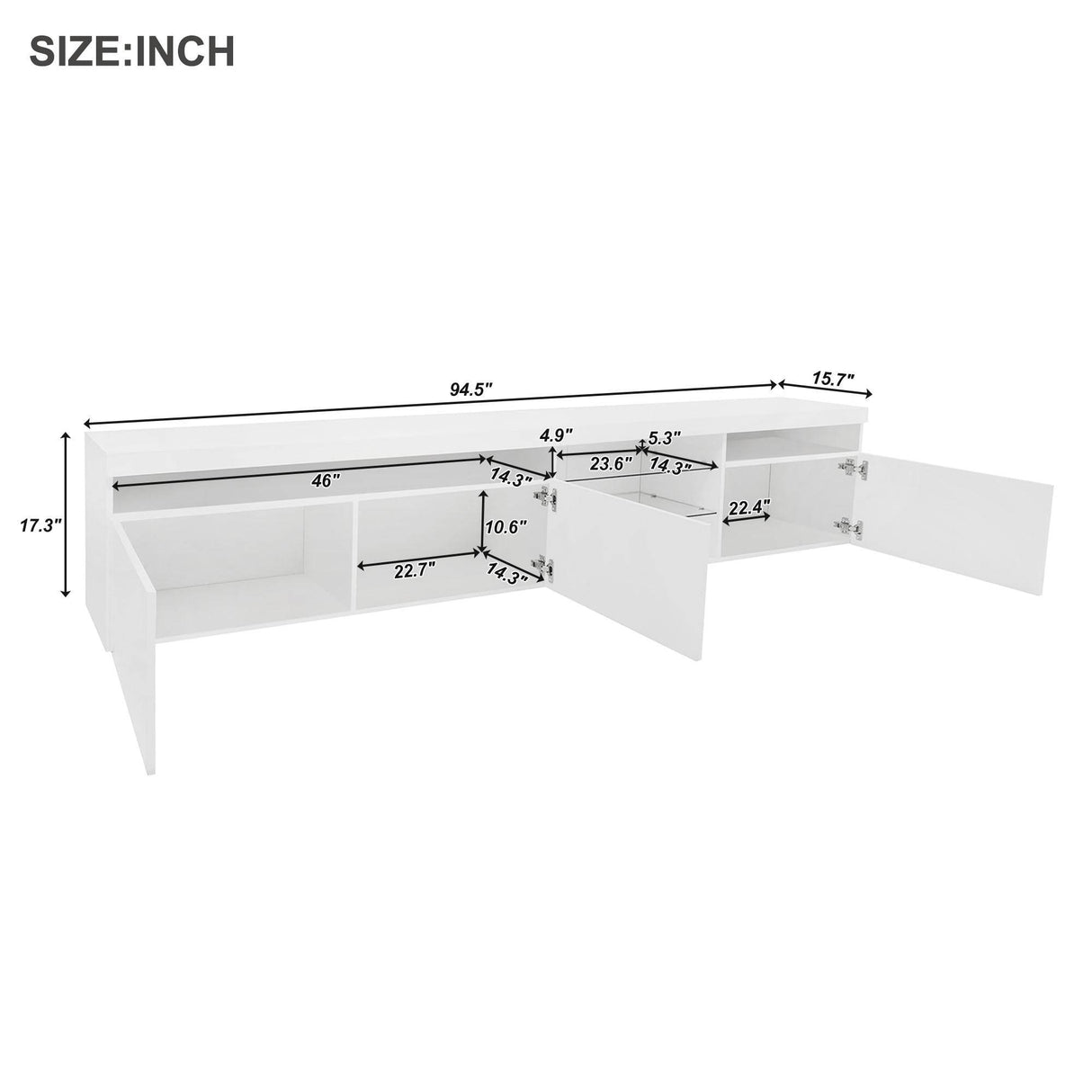White Modern LED Light Particle Board TV Stand - Sleep Galleria