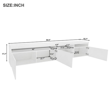 White Modern LED Light Particle Board TV Stand - Sleep Galleria