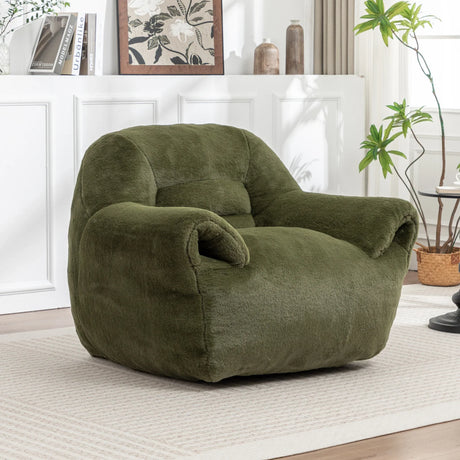 Faux Fur Comfy Bean Bag Chair With Back Support Green - Omega Lifestyles