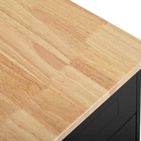 Fluted Rubber Wood Kitchen Island With Trash Can Cabinet - Omega Lifestyles