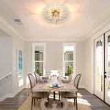 Golden Crystal Flush Mount Ceiling Light Fixture - Omega Lifestyles