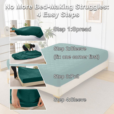 Waterproof Diamond-Patterned Quilted Cotton Queen Fitted Sheet - Sleep Galleria