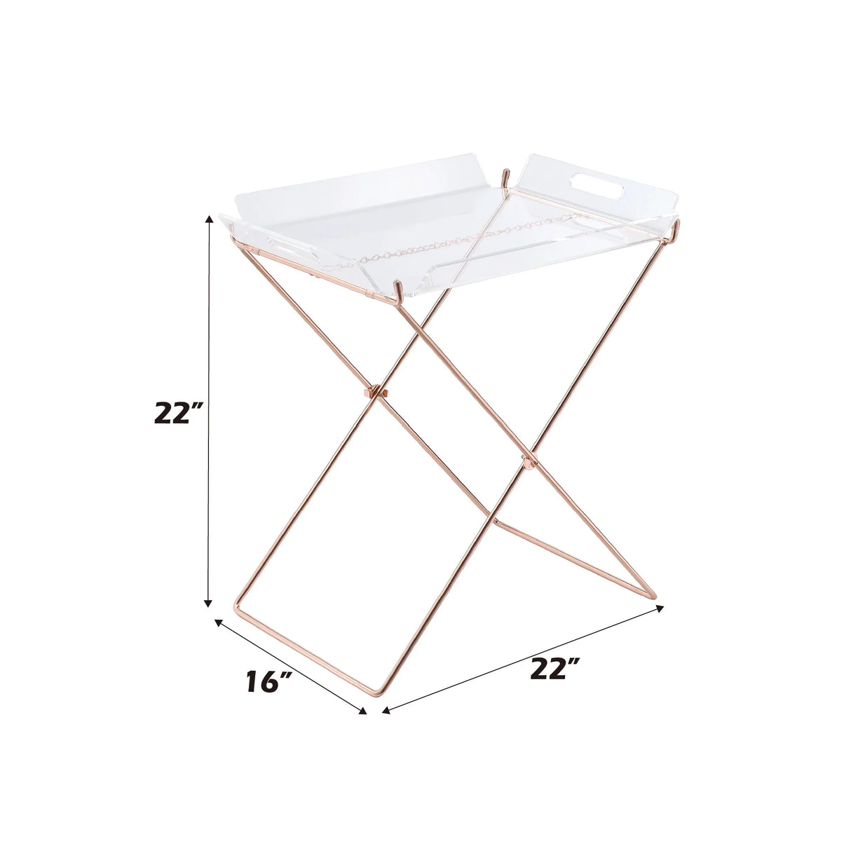 Clear Acrylic Metal Base Rectangular Tray Table - Omega Lifestyles