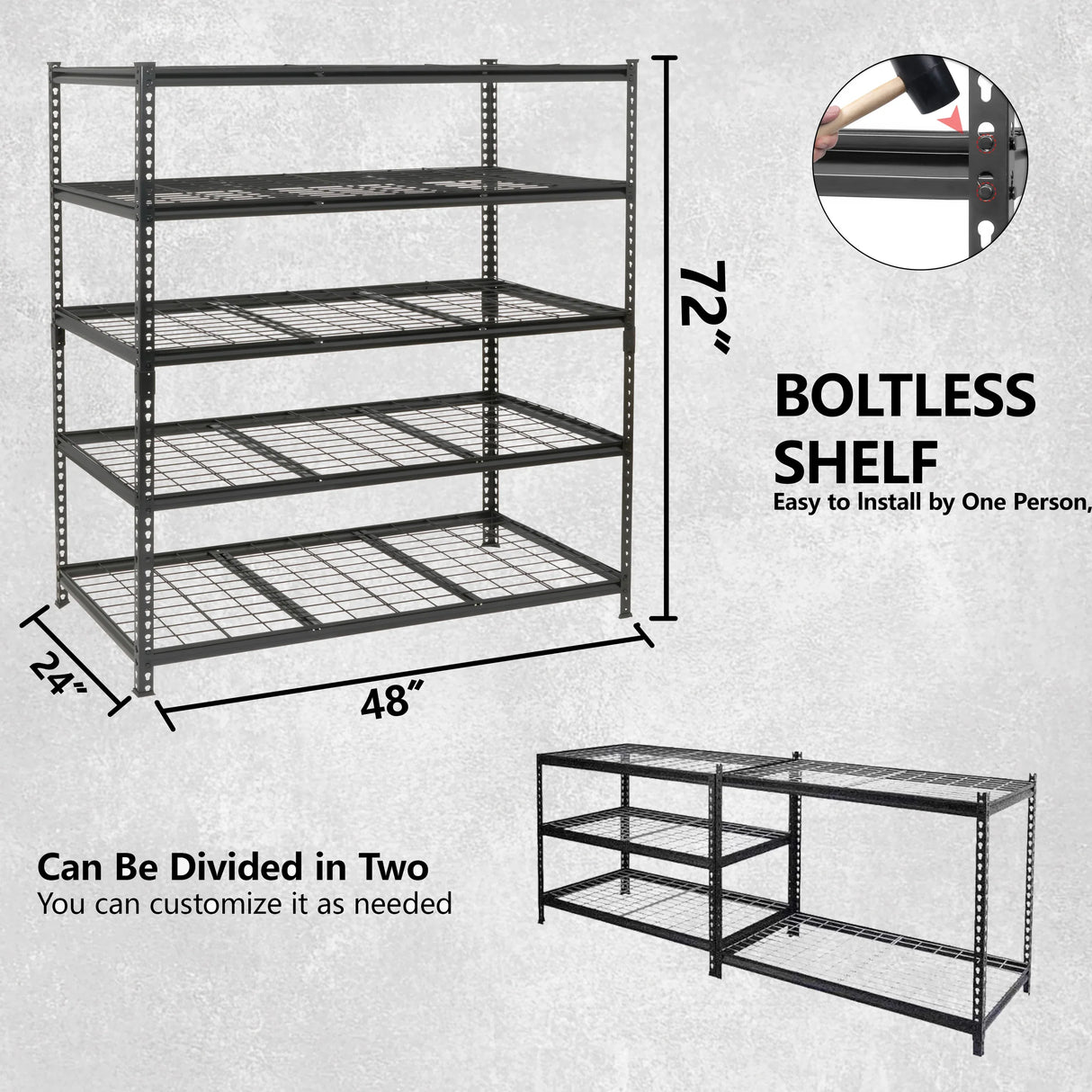Heavy-Duty Adjustable Steel 5-Tier Storage Shelving Unit - Omega Lifestyles