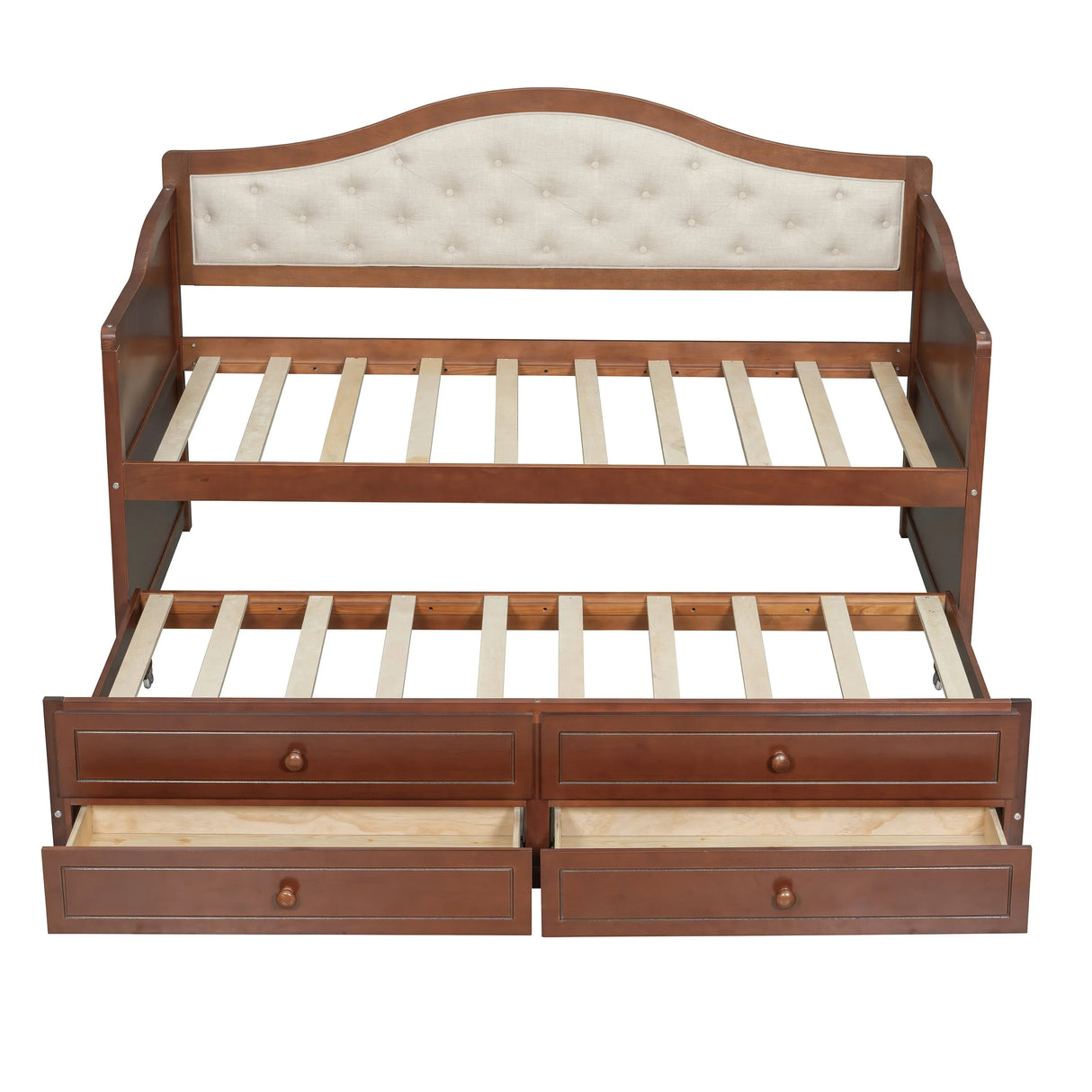Twin Daybed With Trundle And Storage Drawers Walnut - Omega Lifestyles