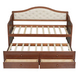 Twin Daybed With Trundle And Storage Drawers Walnut - Omega Lifestyles
